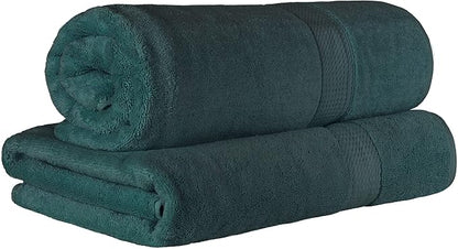 SUPERIOR Egyptian Cotton Pile Heavyweight Bath Sheet, 2 Piece Set, Teal | Highly Absorbent, Ultra Soft Luxury 800 GSM Towel Set for Bathroom, Shower, Hotel Essentials Oversize Plush Madeline Towels