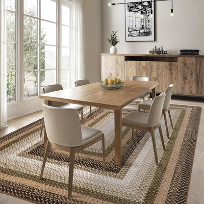 Imitation Braided Collection-Print Washable Area Rug 5x7 Rug for Living Room Modern Area Rug for Bedroom Aesthetic Non Slip Throw Rugs Low Pile Stain Resistant Carpet for Dining Room