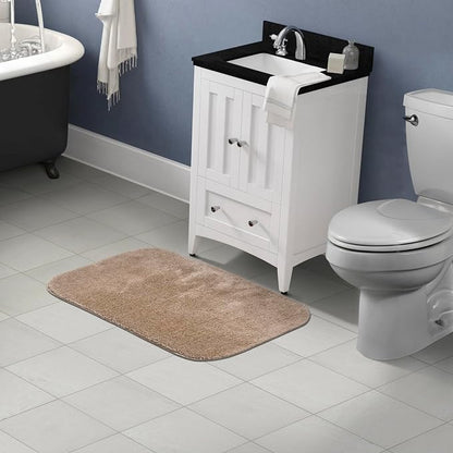 Garland Rug Traditional 24 in. x 40 in. Plush Nylon Washable Bath Rug Taupe