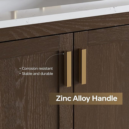 48 Inch Bathroom Vanity with Sink, Farmhouse Storage Cabinet with Drawers & Open Storage Shelf, Fully-Assembled, Soft-Closing Drawers and Adjustable Feet, Walnut