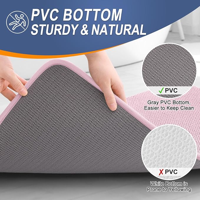 OLANLY Memory Foam Bathroom Runner Rugs 59x24, Long Bath Mats, Dusty Rose | Soft Quick Dry Bath Rugs, Non-Slip, Absorbent Machine Washable Mat for Bathroom Floor, Tub and Shower, Home Decor Accessories
