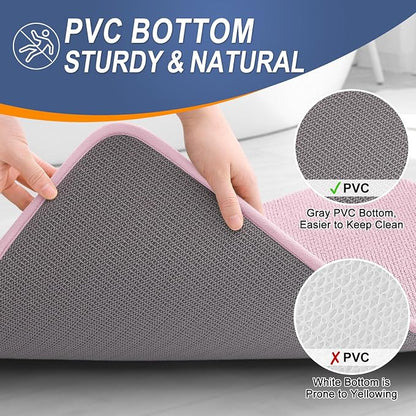 OLANLY Memory Foam Bathroom Runner Rugs 44x24, Long Bath Mats, Dusty Rose | Soft Quick Dry Bath Rugs, Non-Slip, Absorbent Machine Washable Mat for Bathroom Floor, Tub and Shower, Home Decor Accessories
