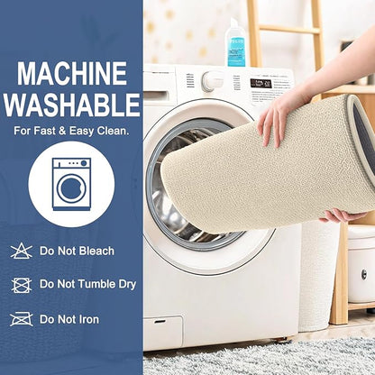OLANLY Memory Foam Bathroom Runner Rug 47x17, Absorbent Long Bath Mat, Sand | Soft Quick Dry Bath Rugs, Non-Slip Carpet, Machine Washable Mat for Bathroom Floor, Tub and Shower, Home Decor Accessories