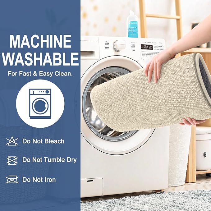 OLANLY Memory Foam Bathroom Runner Rug 59x20, Absorbent Long Bath Mat, Sand | Soft Quick Dry Bath Rugs, Non-Slip Carpet, Machine Washable Mat for Bathroom Floor, Tub and Shower, Home Decor Accessories