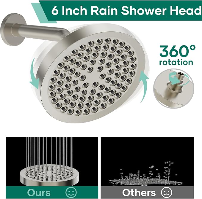 Shower Head with Handheld Spray Combo, Dual Rain Shower Head | High Pressure Performance, 10-Mode Spray Options, Replaceable Filter, Flexible 67" Hose, Durable Brushed Nickel Finish