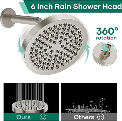 Shower Head with Handheld Spray Combo, Dual Rain Shower Head | High Pressure Performance, 10-Mode Spray Options, Replaceable Filter, Flexible 67" Hose, Durable Brushed Nickel Finish
