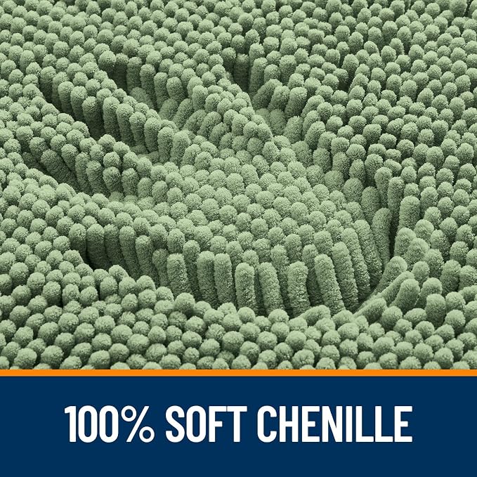 OLANLY Toilet Rugs U-Shaped 20x20, Soft Absorbent Chenille Contour Rugs | Sage Green, Quick-Drying Rubber Backing, Machine Washable Non-Slip Shaggy Bathroom Mat for Toilet, Home Decor Accessories