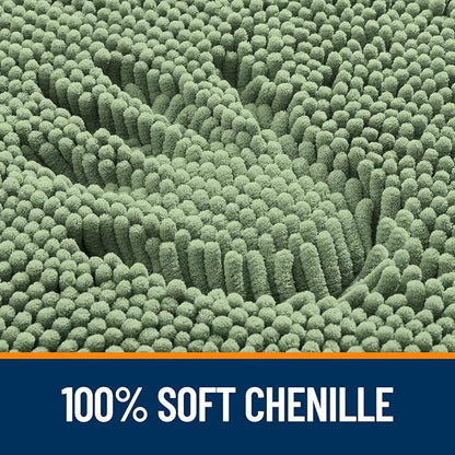 OLANLY Toilet Rugs U-Shaped 20x20, Soft Absorbent Chenille Contour Rugs | Sage Green, Quick-Drying Rubber Backing, Machine Washable Non-Slip Shaggy Bathroom Mat for Toilet, Home Decor Accessories