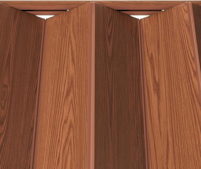 48" x 80" Premium Foldable Accordion Door,Heavy Duty,Walnut | Foldable accordion doors w/ double‑walled heavy‑duty panels, ideal as interior room dividers for privacy, space‑saving design