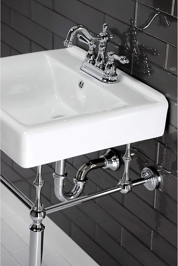Kingston Brass KB1601AL Heritage 4-Inch Centerset Lavatory Faucet with Metal Lever Handle, Polished Chrome