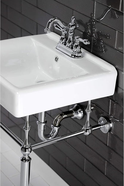 Kingston Brass KB1601AL Heritage 4-Inch Centerset Lavatory Faucet with Metal Lever Handle, Polished Chrome