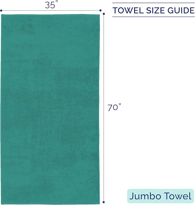 Elegant Comfort Premium Turkish Cotton 1 Piece Jumbo Bath Towel - 35 x 70 inch, Luxurious Hotel Spa Quality 100% Turkish Cotton Large Bath Towel - Highly Absorbent - Soft Bathroom Towel, Turquoise