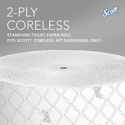 Scott Professional Coreless High-Capacity Jumbo Roll Toilet Paper, Bulk (07006), 2-Ply, Elevated Design, Septic Safe, White (12 Rolls at 1,150' Each, 13,800'/Case)