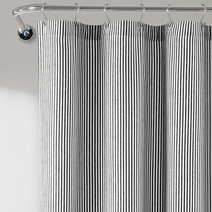 Lush Decor Farmhouse Vintage Stripe Yarn Dyed Cotton Blend Shower Curtain Single 72" W x 72" L Navy - Striped Shower Curtains for Bathroom