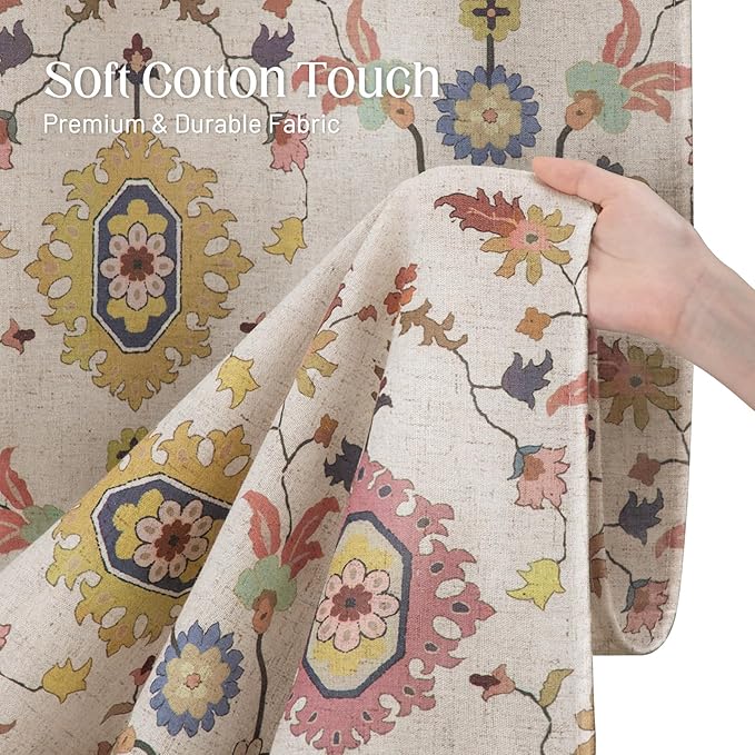 Boho Vintage Shower Curtain, Aesthetic Bohemian Patterned Shower Curtains for Bathroom, 72Wx84H