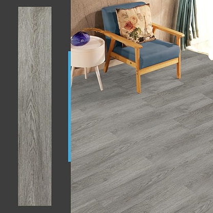 Art3d Peel and Stick Floor Tile Vinyl Wood Plank 12-Pack 18 Sq.Ft, Deep Gray, Rigid Surface Hard Core Easy DIY Self-Adhesive Flooring