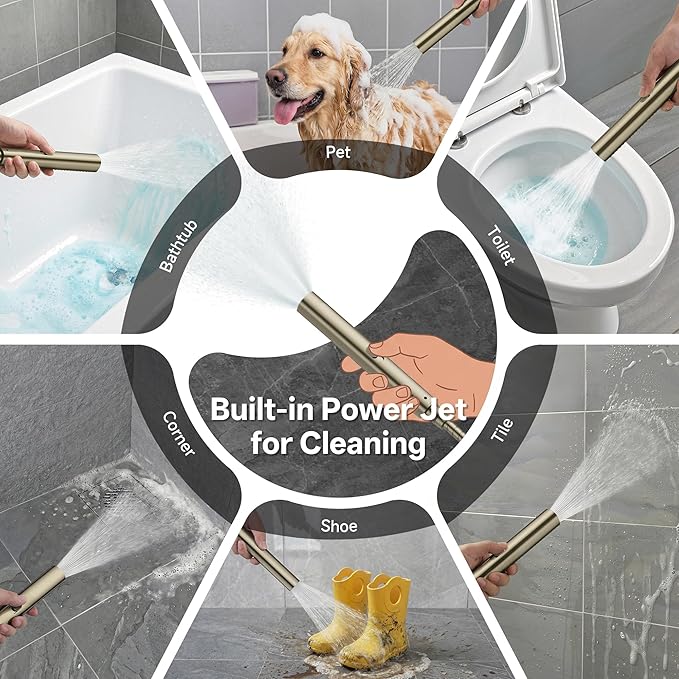 Veken All Metal 10" Luxurious Brushed Nickel Rain Shower Head with Handheld | Dual High Pressure Shower Heads, Power-wash Hand Held with Hose,Double Detachable Showerhead,Square Rainfall,Bathroom Upgrade