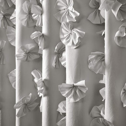 Lush Decor Riley Shower Curtain, 72" W x 72" L, Light Gray - Bathroom Curtain - Coquette Decor - Bow Shower Curtains - Cottage Core - Fabric Shower Curtains
