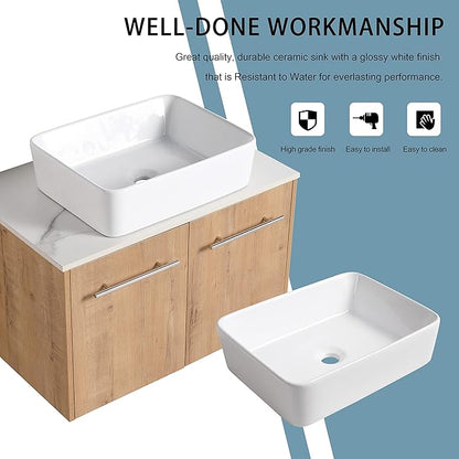 30" Floating Vanity with Sink, 30 Inch Bathroom Vanity with Sink, Modern Plywood Floating Cabinet with Sintered Stone Countertop and White Ceramic Basin, Soft Close Doors