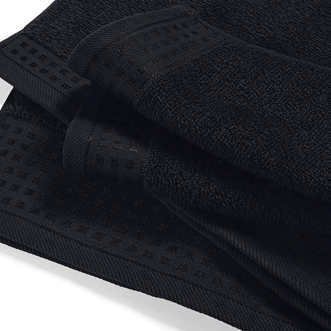 GLAMBURG 100% Cotton Oversized 2 Pack Bath Sheets 35x70, Ultra Soft Highly Absorbant Compact Quickdry & Lightweight Large Bath Sheet Set, Ideal for Gym Travel Camp Pool - Black