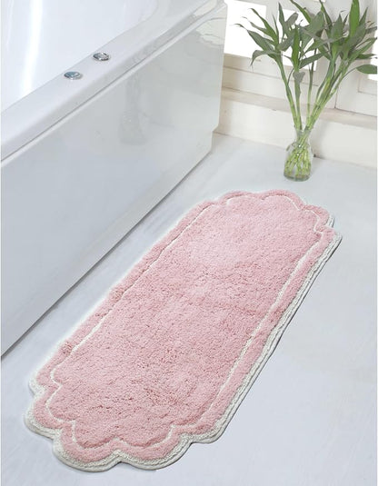 Home Weavers Allure Collection 100% Cotton Tufted Bathroom Rug, Soft and Absorbent Bath Rugs, Non-Slip Bath Carpet, Machine Wash Dry Bath Mats for Bathroom Floor, 21"x54" Runner, Pink