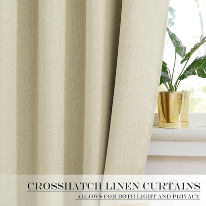 NICETOWN Linen Blackout Door Curtains, Elegance French Door Shades for Privacy, Easy Installed Curtain Panel for Window, Short Curtains for Kitchen (Beige, 25" W x 40" L, 1 Panel)