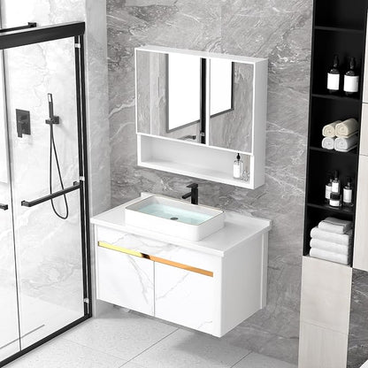 Vessel Sink Rectangular For Bathroom - Fulorni 24"x14" White Bathroom Vessel Sink with Gold Rim Above Counter Rectangle Vanity Lavatory Bath Sink Basin