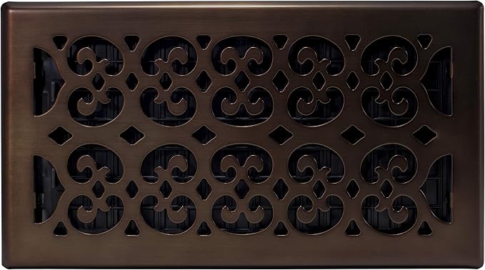 Decor Grates Metal Scroll Decorative Air Vent Cover 6x12 Floor Register Adjustable Control Lever AC Floor Vent Covers for Home Floor-Vents Fits 6 x 12" Opening – Rubbed Bronze(SPH612-RB)(Pack of 5)