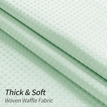 MitoVilla Green Waffle Small Stall Shower Curtain 36 x 72, Half Size Fabric Narrow Shower Curtains for Bathroom Decor, 36 inch Weighted Shower Curtain Set with Plastic Hooks, Mint Green