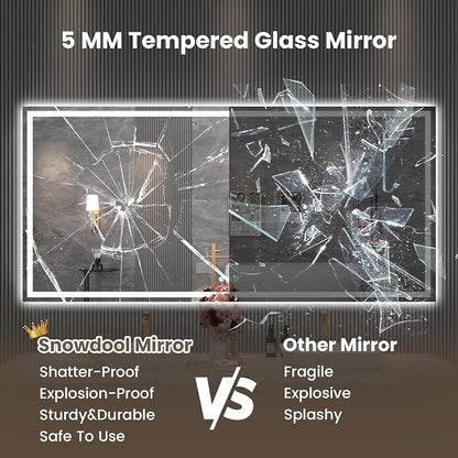 Snowdool 88 x 38 in LED Bathroom Mirror, Front and Backlit, Anti-Fog | Front and Backlit, 3 Color Temperatures, Anti-Fog, Tempered Glass