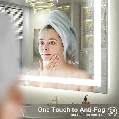 28x32 LED Mirror for Bathroom Wall, Backlit and Front Lighted | Bathroom Vanity Mirror with Lights, Dimmable, Anti-fog, Memory, Shatter-Proof, ETL Listed (Horizontal/Vertical)