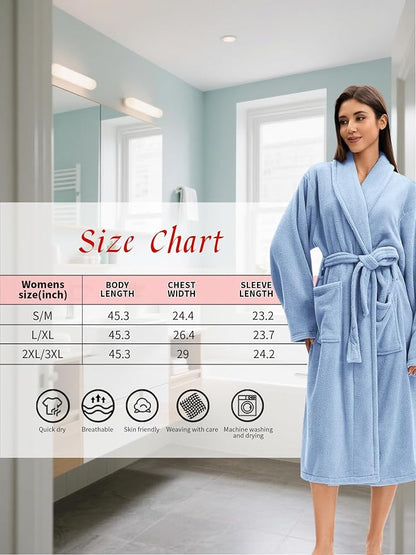 Soft Robe For Women，Warm Plush Bath Robes Female，Spa Towel After Shower Lightweight Long Bathrobe