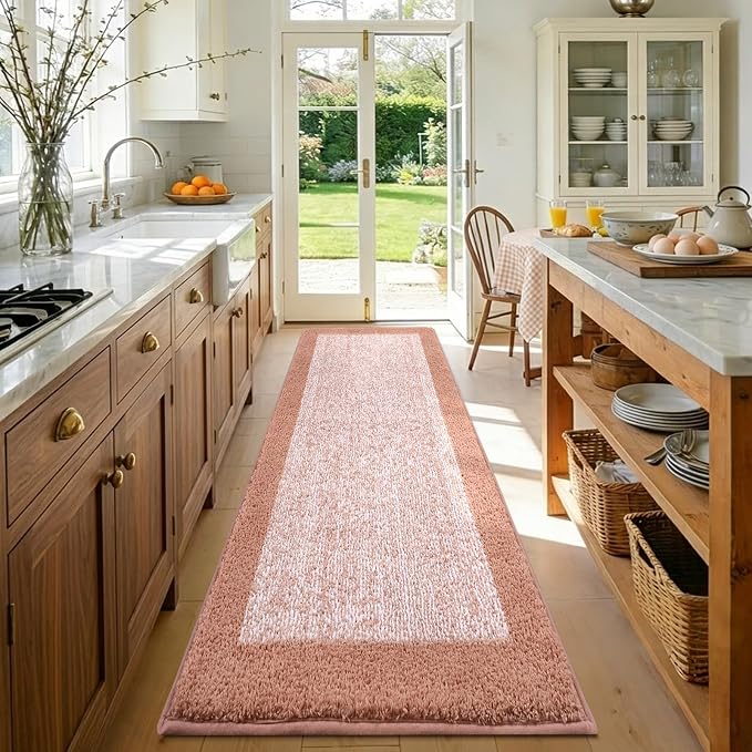 70x24 Long Bathroom Rugs Washable Non Slip, Pink Bath Mat for Bathroom Floor Tub, Soft Absorbent Quick Dry Mats for Shower, Bathtub,Home Decor