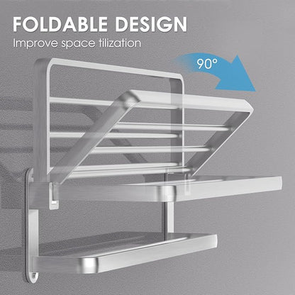 BOZWELL Bathroom Lavatory Towel Rack with Two Towel Bars,Brushed Satin Nickel 16-Inch Towel Shelf with Towel Bar,Towel Holder 1011-BSN-40 (Brushed Satin Nickel Finish)