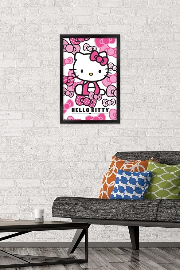 Trends International Hello Kitty - Bows Wall Poster, 14.725" x 22.375", Black Framed Version