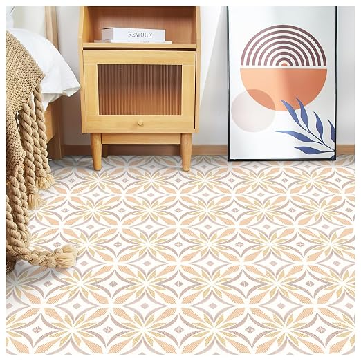 MORCART 20PCS 7.87" x 7.87" Peel and Stick Floor Tile, Orange | Self-Adhesive DIY Vinyl Flooring, Removable and Waterproof Tile Sticker for Bathroom, Kitchen, Wall, Bedroom, Stairs