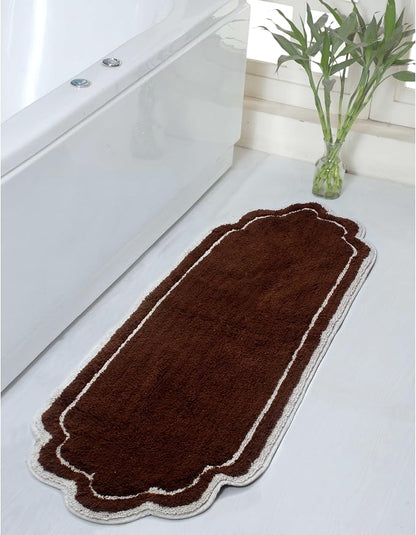 Home Weavers Allure Collection 100% Cotton Tufted Bathroom Rug, Soft and Absorbent Bath Rugs, Non-Slip Bath Carpet, Machine Wash Dry Bath Mats for Bathroom Floor, 21"x54" Runner, Brown
