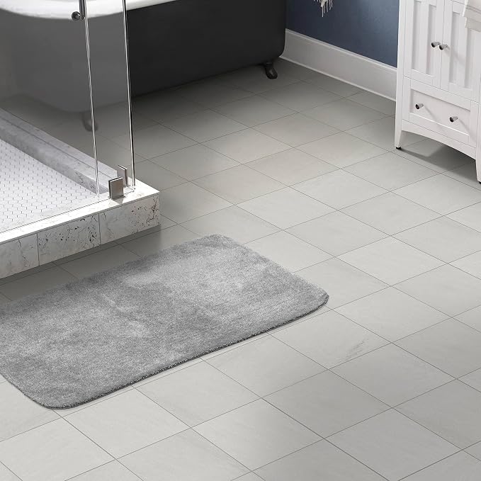 Garland Rug Traditional Nylon Washable Platinum Gray 30" X 50" Bath Rug - Soft, Absorbent, And Stylish for Your Bathroom