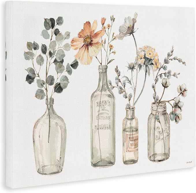 Stupell Industries Antique Floral Bouquets Flowers Glass Jar Painting, 16x20, Canvas | Stupell Industries · By Lisa Audit · Ready to hang · Cottage and shabby chic charm · Made in USA