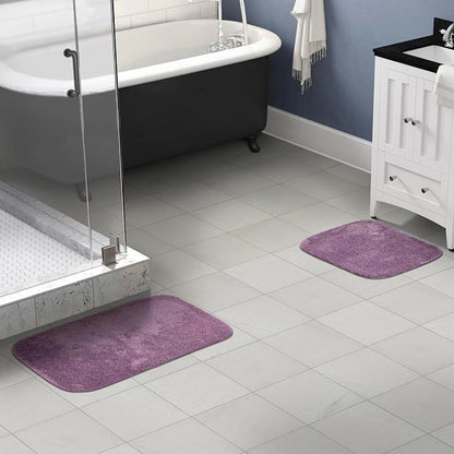 Garland Rug Traditional Nylon Washable Purple 2 Bath Rugs (17" X 24", 21" X 34") - Soft, Absorbent, And Stylish for Your Bathroom