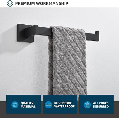 Angle Simple Bathroom Towel Holder Matte Black, 10.24-Inch Hand Towel Rack | Solid Rustproof SUS304 Stainless Steel, Easy Use Open Arm Design for Laundry Kitchen Shower Vanity Sink, Screws Mount