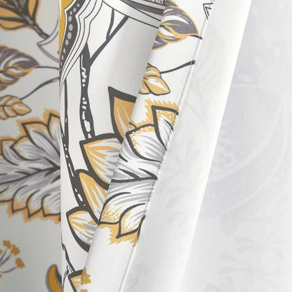 Lush Decor Cynthia Jacobean Shower Curtain, 72" x 72", Yellow & Gray