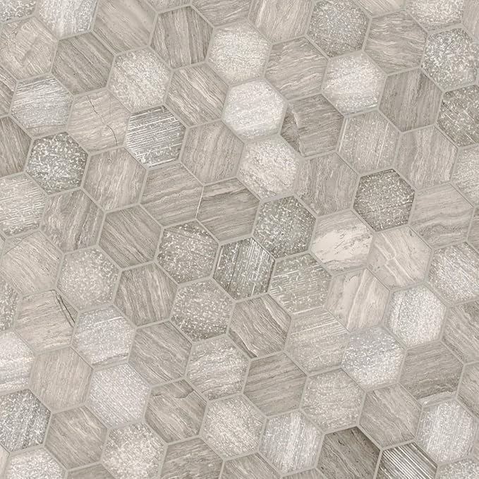 MSI Honeycomb Hexagon Natural Marble Tile for Kitchen Backsplash, Wall Tile for Bathroom, Floor Tile, Accent Wall Tile, and Shower Wall