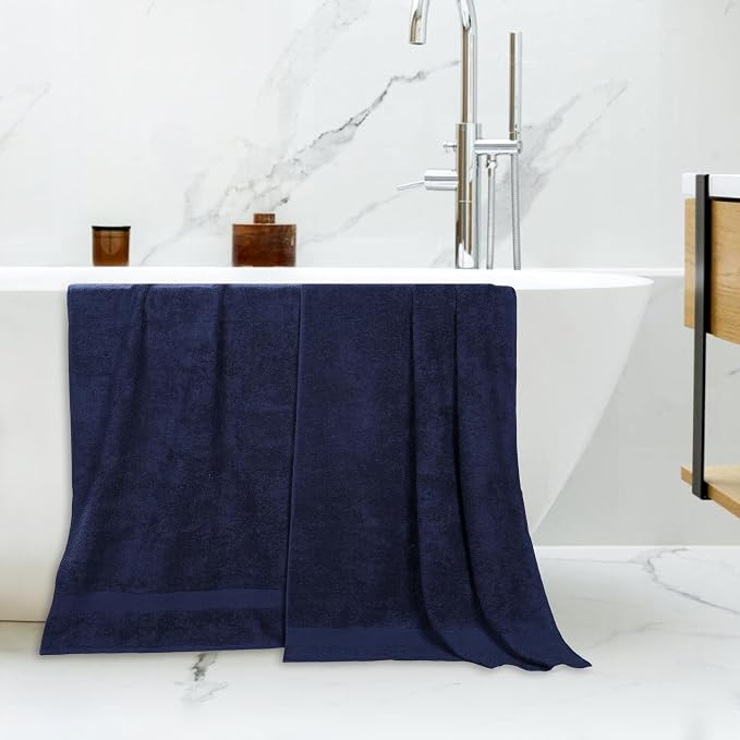 Superior 2-Piece Cotton Bath Sheet Set, Large Towels for Body, Quick Dry, Bathroom Essentials, Guest/Master Bath, Shower, Home Accessories, Apartment, Airbnb, Franklin Collection, Blue