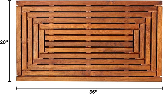 Giza Shower, Spa, Door Mat in Solid Teak Wood, 36" x 20"