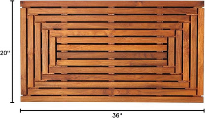 Giza Shower, Spa, Door Mat in Solid Teak Wood, 36" x 20"
