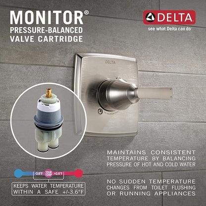 Delta Faucet Velum 14 Series Single-Function Brushed Nickel Tub and Shower Faucet Set, Valve Trim Kit, Shower Handle, Delta Shower Trim Kit, Shower Set, Stainless T14437-SS (Valve Not Included)