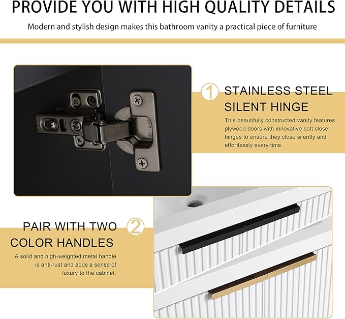 Malwee 48" Bathroom Vanity with Sink, 48 inch Double Sink Floating Vanity, Wall Mounted Bathroom Basin Cabinet Combo, Modern White Bath Vanity Cabinet Set with Storage(MA10348DWH)