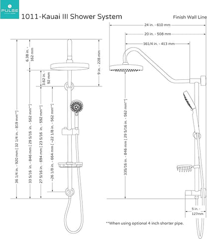 PULSE ShowerSpas 1011-CH-1.8GPM Kauai III Shower System, with 8" Rain Showerhead, 5-Function Hand Shower, Adjustable Slide Bar and Soap Dish, Polished Chrome, 1.8 GPM