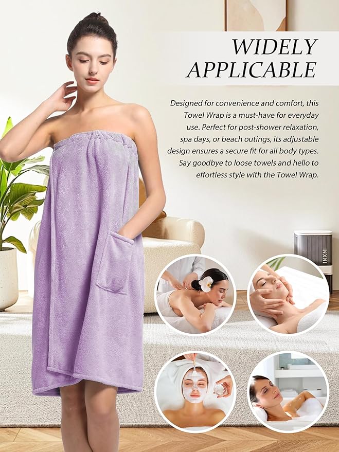 Women'S Soft Wrap Towel Full Length，Bath Robe After Shower Female Plush Long，Spa Bathrobes Lightweight With Pockets
